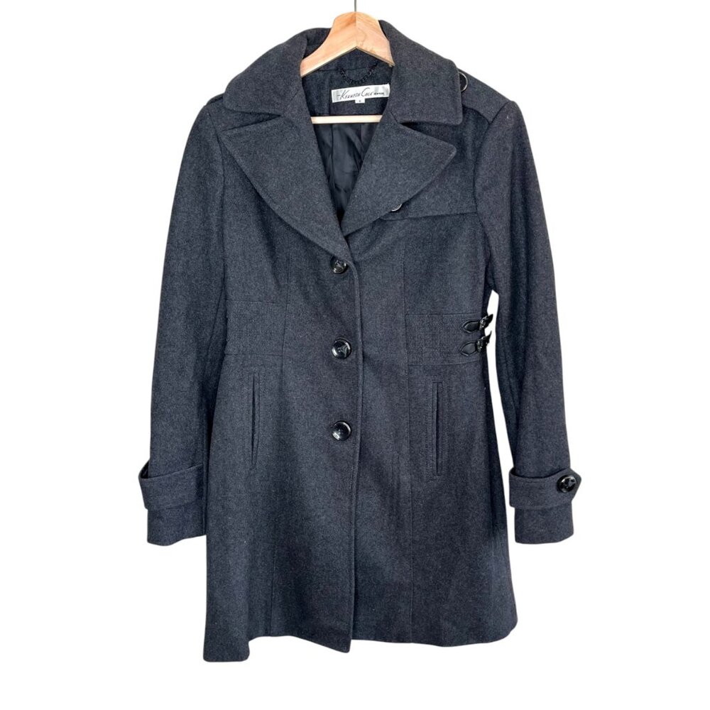 Kenneth Cole Classic Womens Gray Wool Blend Peacoat Size 6